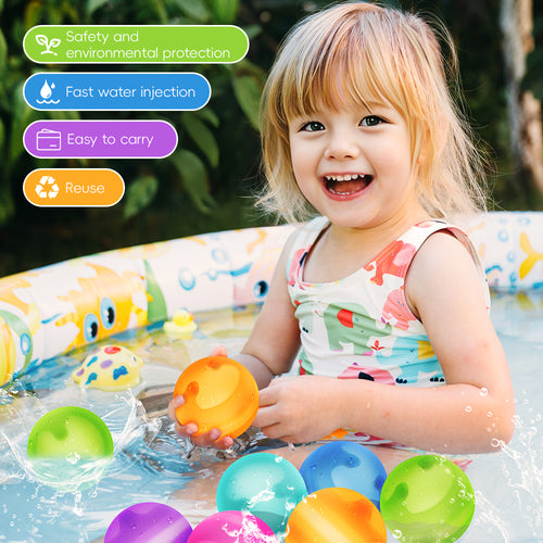 Reusable Water Balloons - Quick-Fill Silicone Splash Balls for Kids & Adults