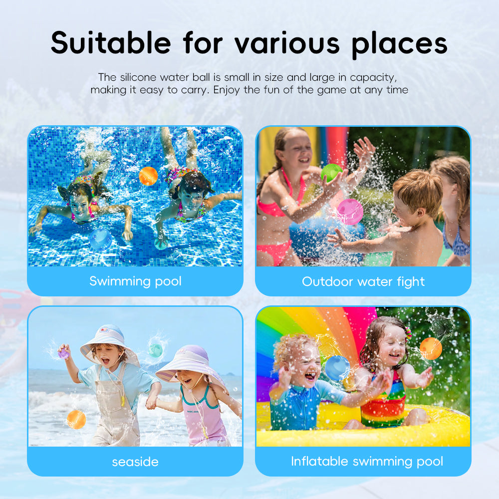 Reusable Water Balloons - Quick-Fill Silicone Splash Balls for Kids & Adults