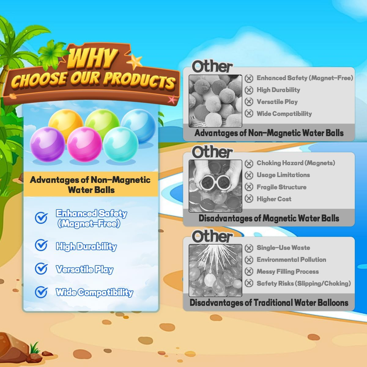 Reusable Water Balloons - Quick-Fill Silicone Splash Balls for Kids & Adults